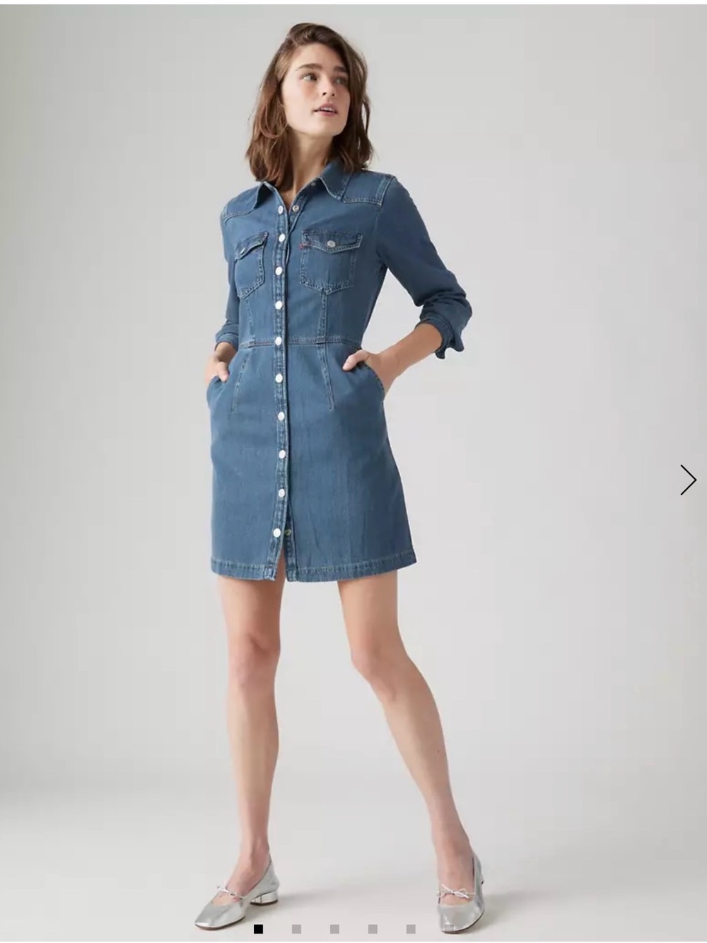 Levi's Blue Denim Button-Front Mini Dress